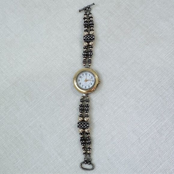 Vintage mixed metal Gold and Silver Beaded Watch - Picture 3 of 4